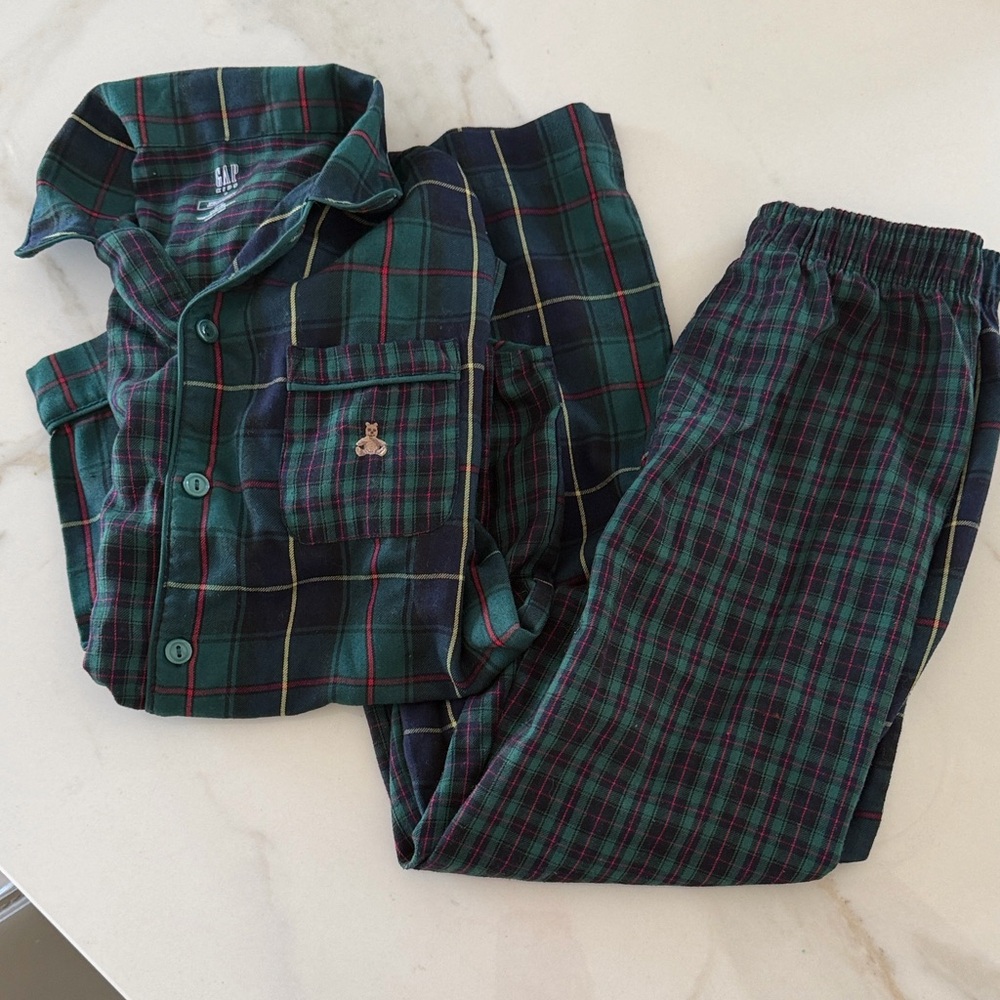 GAP Green and Blue Plaid Kids Pajama Set